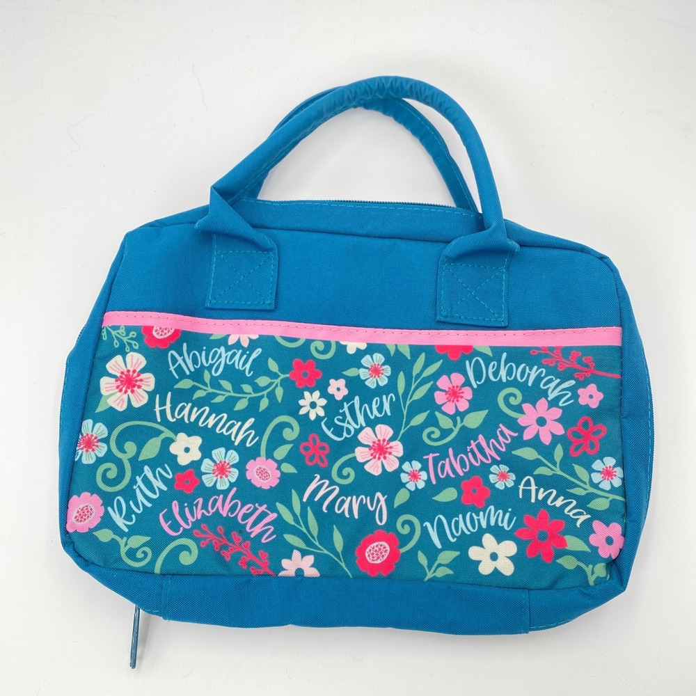 Gods Gift Teal Floral Women of Bible Names Bible Cover Case Organizer‎ Women Zip